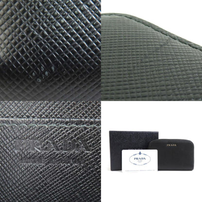 Prada Wallet/Coin Case Leather Black Silver