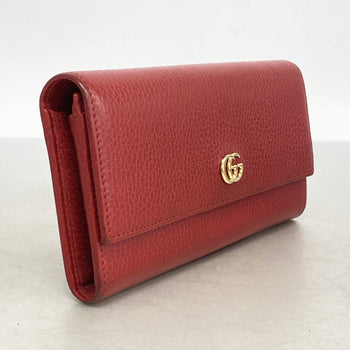 Gucci Gg Marmont Long Wallet 456116 Leather Red