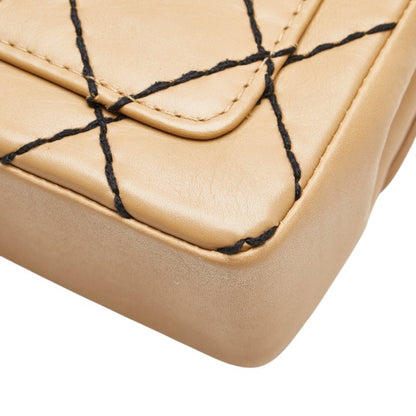 Chanel Coco Mark Matelasse Wild Stitch Chain Shoulder Bag In Beige Lambskin