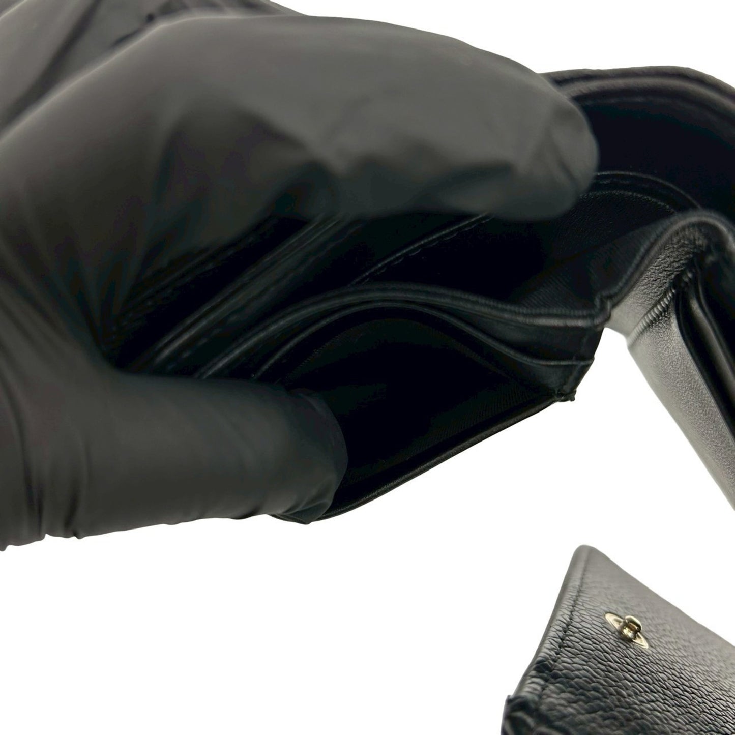 Chanel Matelasse Coco Mark Caviar Leather Tri-Fold Wallet