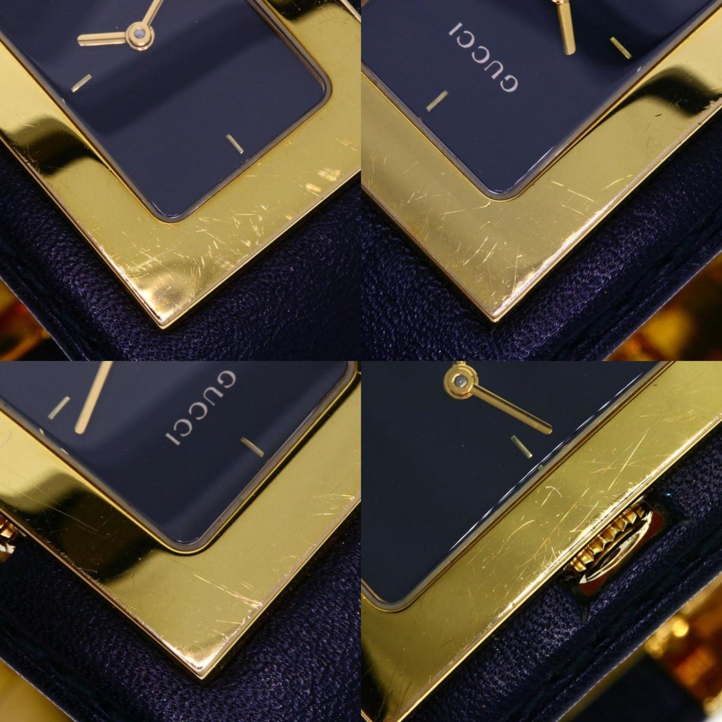 Gucci 7800L Square Face Watch Gp/Leather