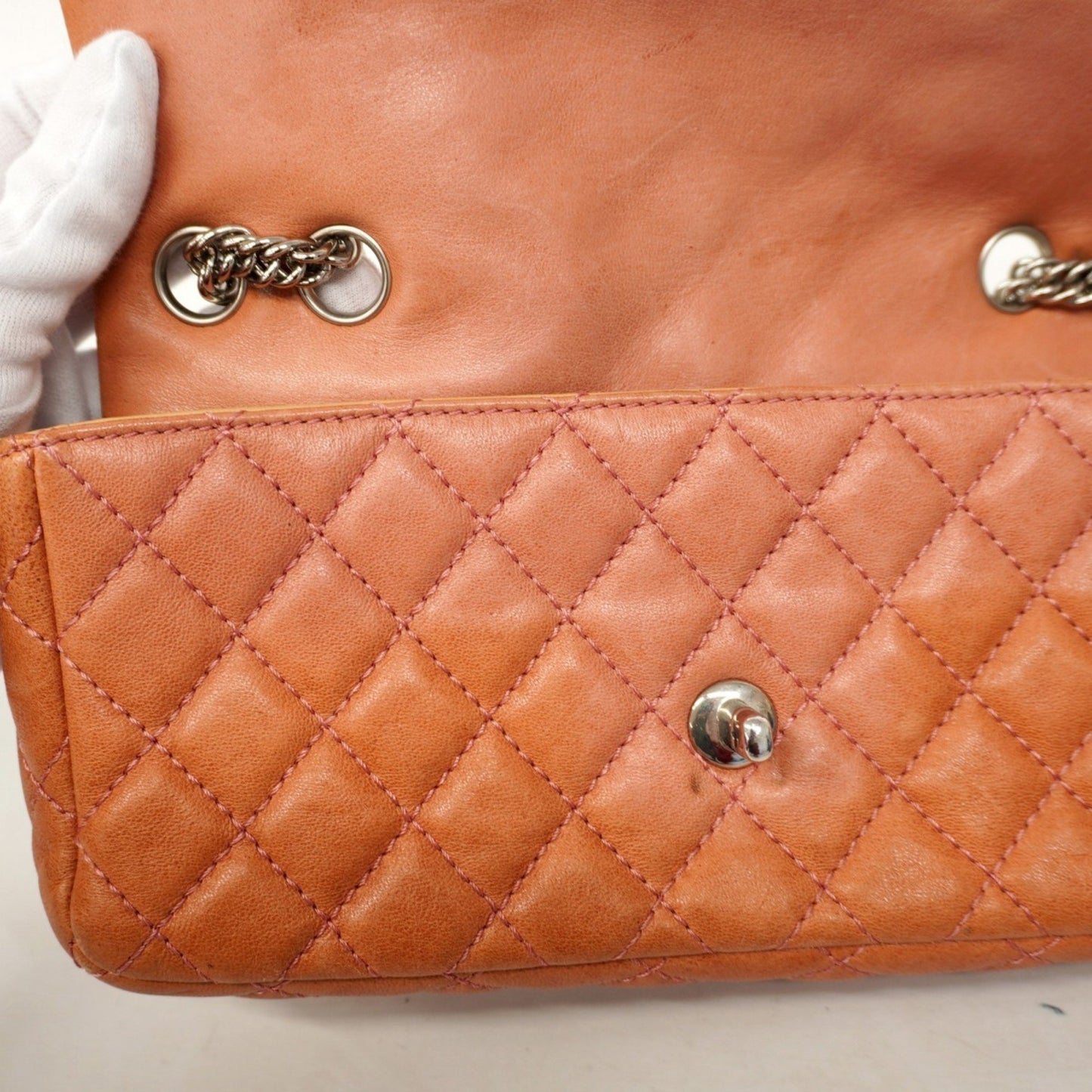 Chanel Shoulder Bag Matelasse W Chain Lambskin Pink