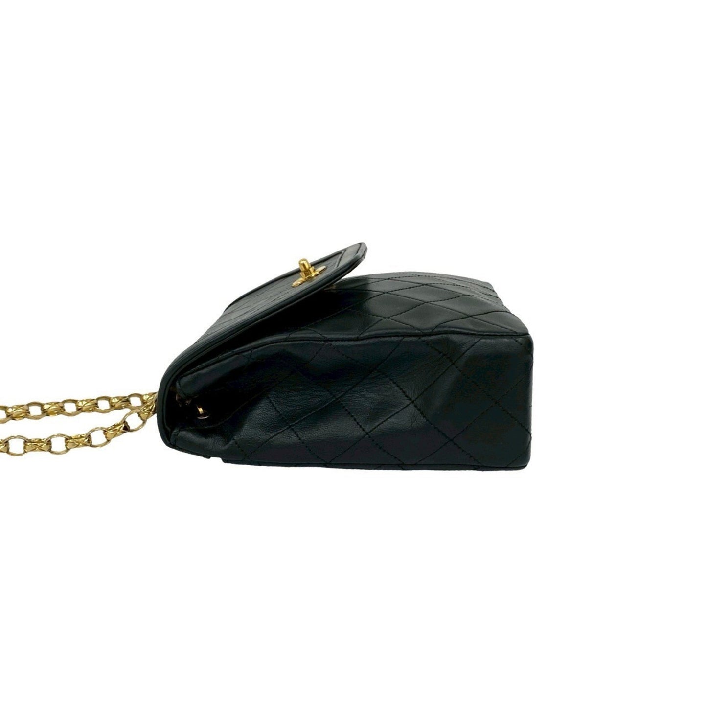 Seal No. 0 Chanel Matelasse Coco Lambskin Leather Chain Shoulder Bag Pochette Black 27516