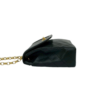 Seal No. 0 Chanel Matelasse Coco Lambskin Leather Chain Shoulder Bag Pochette Black 27516