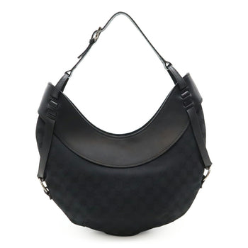 Gucci Gg Canvas Shoulder Bag In Black Leather