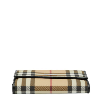 Burberry Nova Check Bifold Wallet In Beige And Black Leather