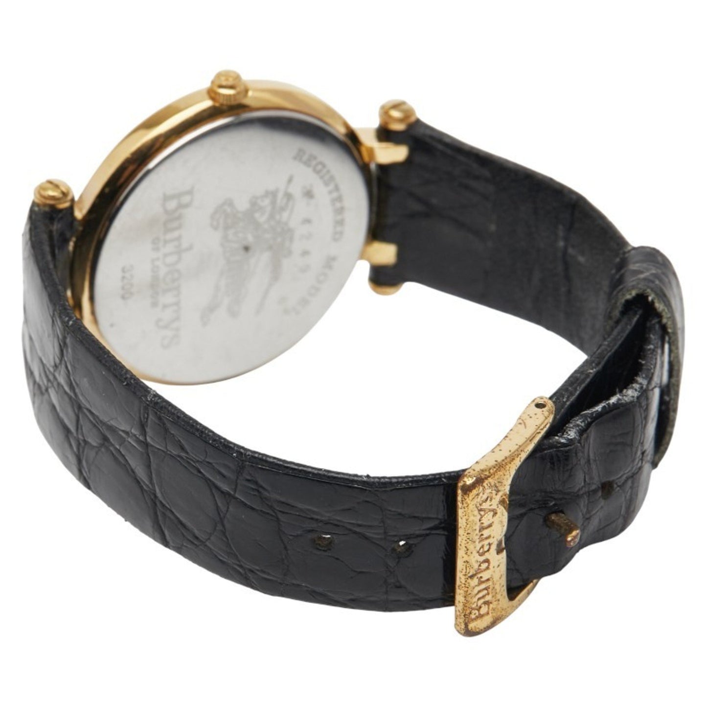 Burberry Logo Shadow Horse Watch 3200 Quartz White Dial Stainless Steel Leather