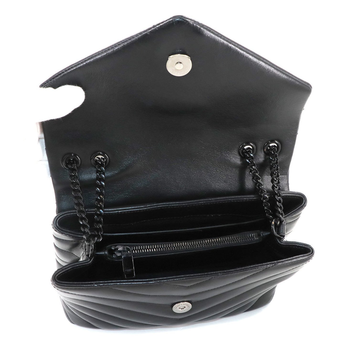 Saint Laurent Loulou Small Chain Shoulder Bag In Black Leather