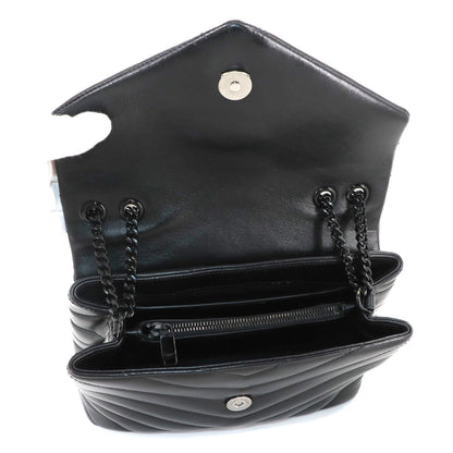 Saint Laurent Loulou Small Chain Shoulder Bag In Black Leather