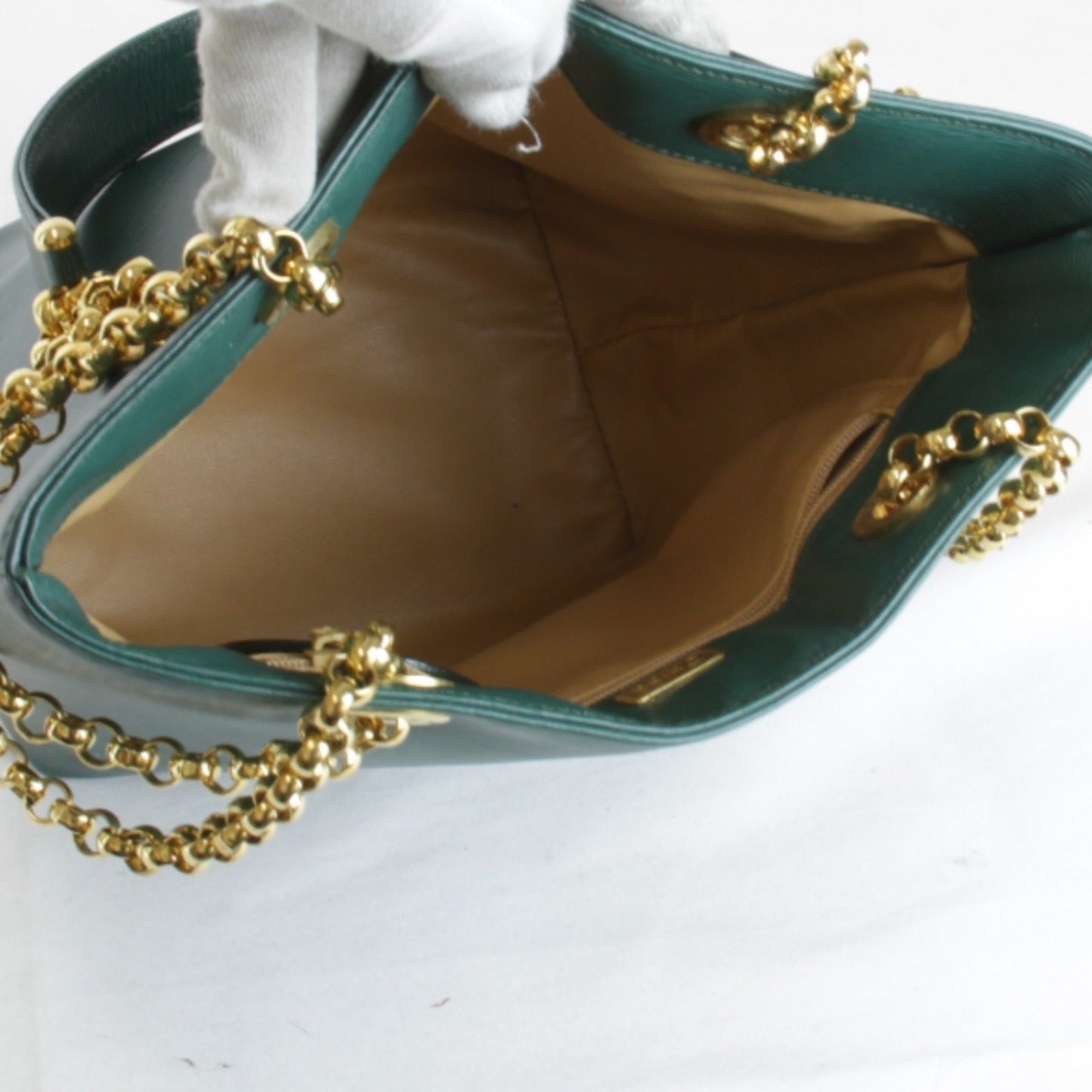 Chlo Chloe Chain Shoulder Bag Leather Green