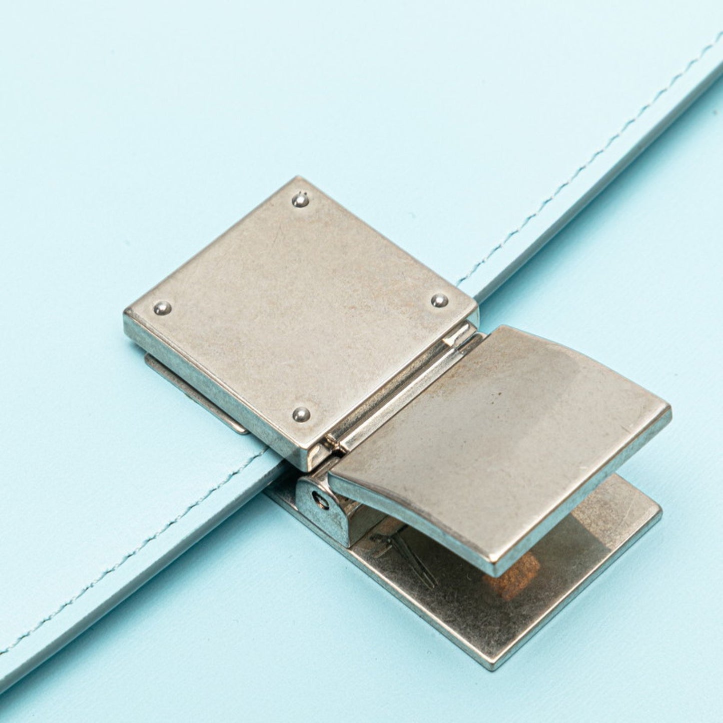 Celine Classic Box Medium Crossbody Shoulder Bag In Light Blue Leather