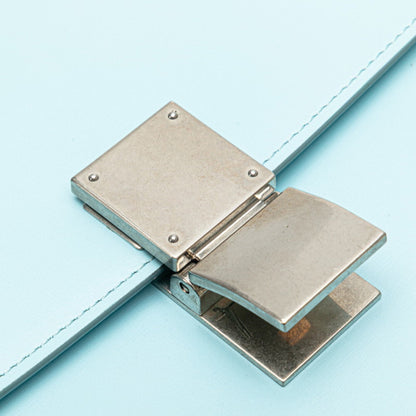 Celine Classic Box Medium Crossbody Shoulder Bag In Light Blue Leather