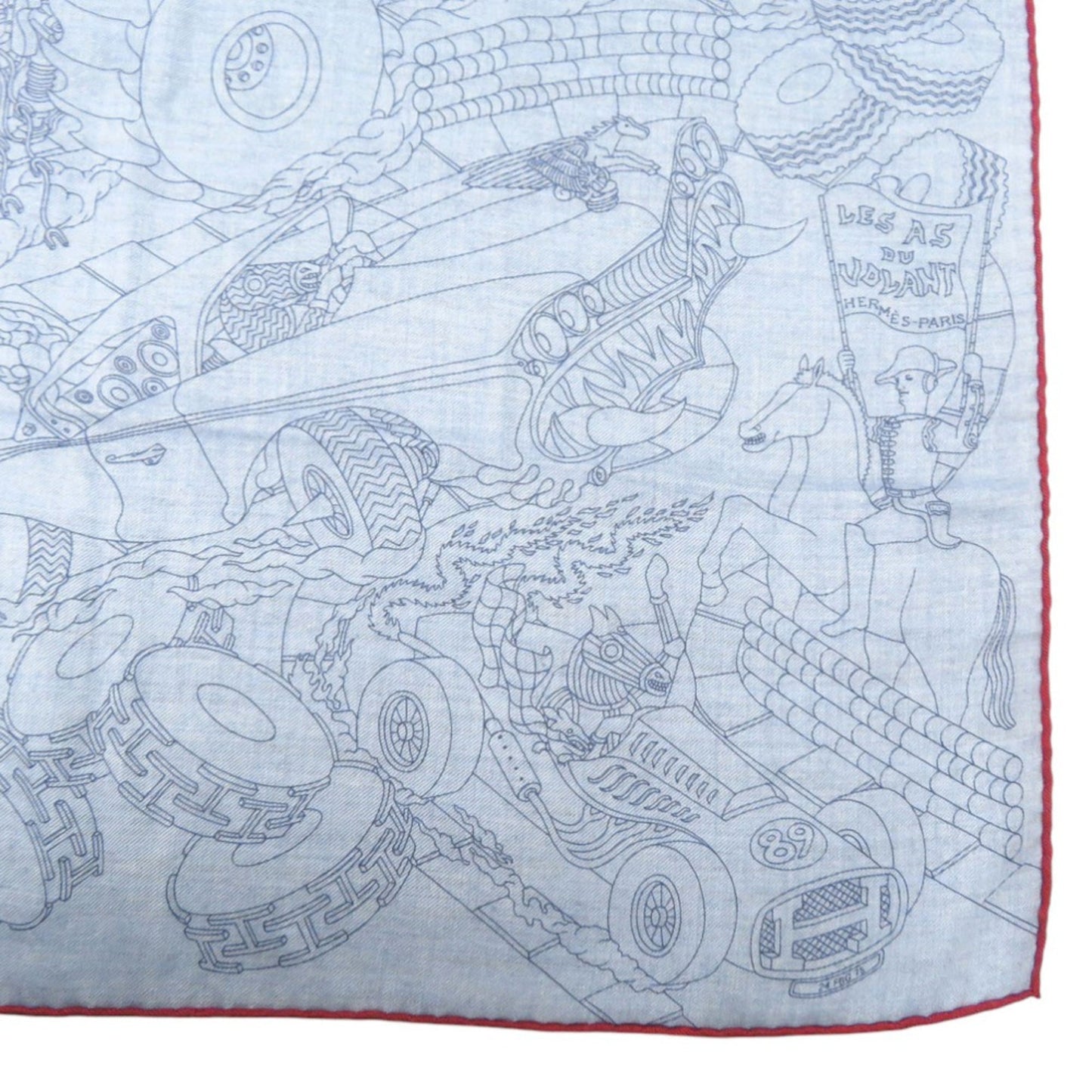 Unused Herms Carr H100 Les As Du Volant Scarf