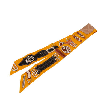 Herms Twilly Harnais Des Presidents Presidential Horse Harness Scarf Muffler Orange Multicolor Silk