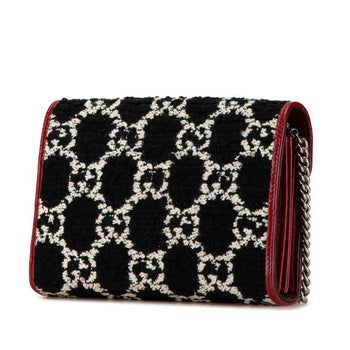 Gucci Gg Dionysus Chain Shoulder Wallet 401231 Black Red Tweed Leather