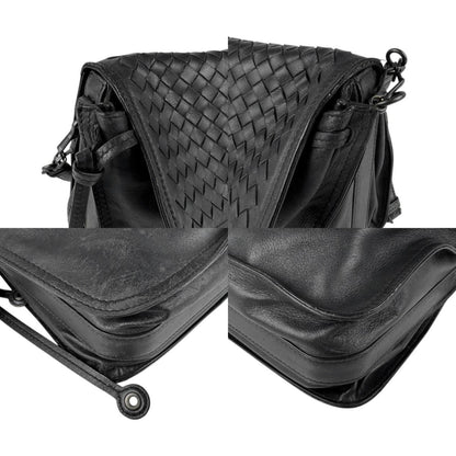 Bottega Veneta Shoulder Bag Intrecciato Leather Black