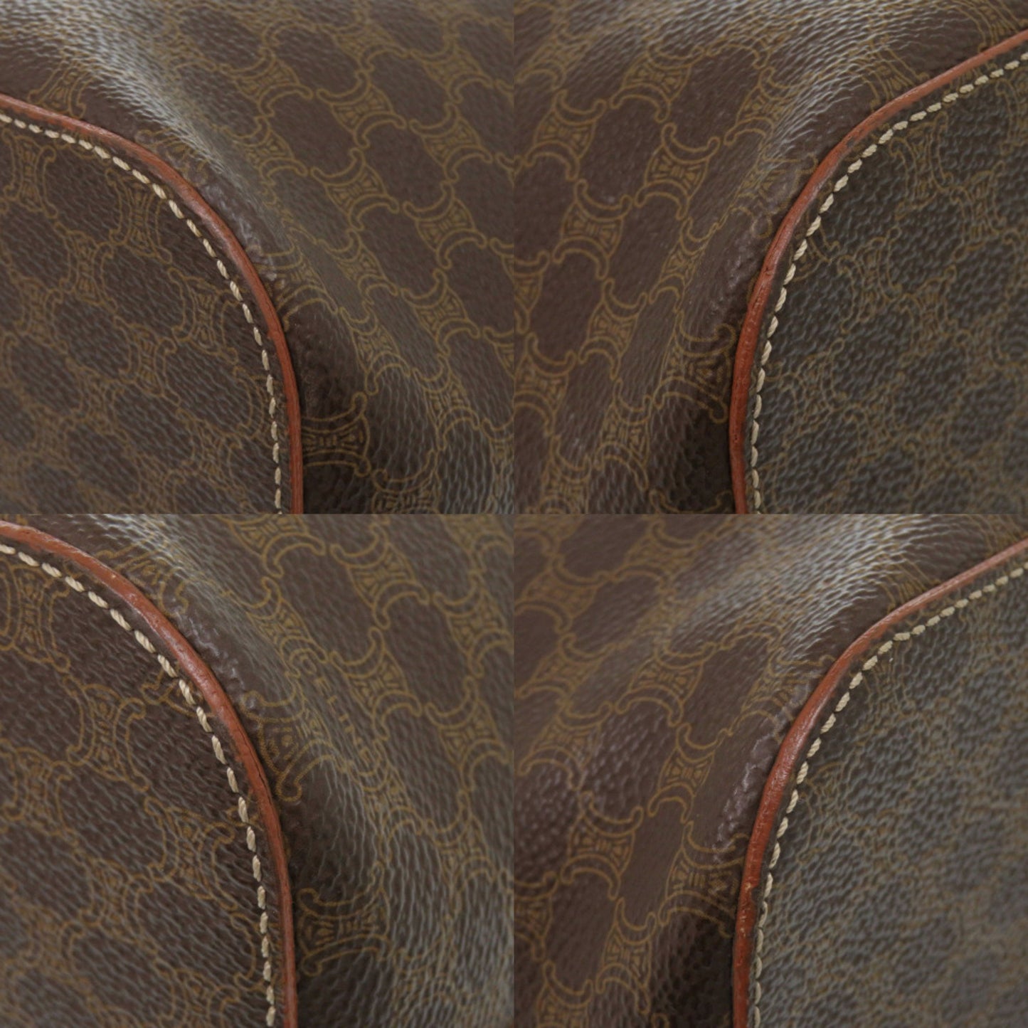 Celine 2-Way Macadam Mc98/2 Pvc/Leather Brown Handbag 0688 Celine