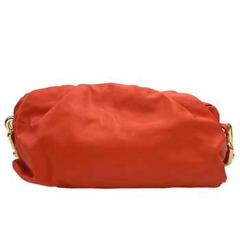 Bottega Veneta The Chain Pouch In Orange Calfskin Leather.