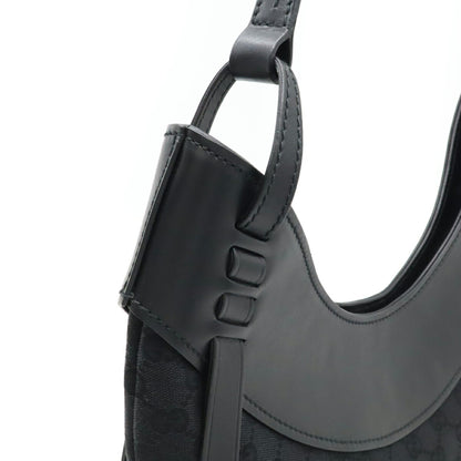 Gucci Gg Canvas Shoulder Bag In Black Leather