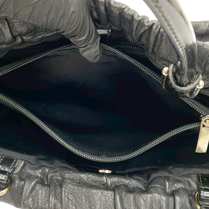 Salvatore Ferragamo Vara Ribbon Logo Hardware Leather Handbag Tote Bag Black 31299