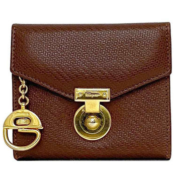 Salvatore Ferragamo Pouch Ec-22167 Brown Coin Case Leather 225028 Purse