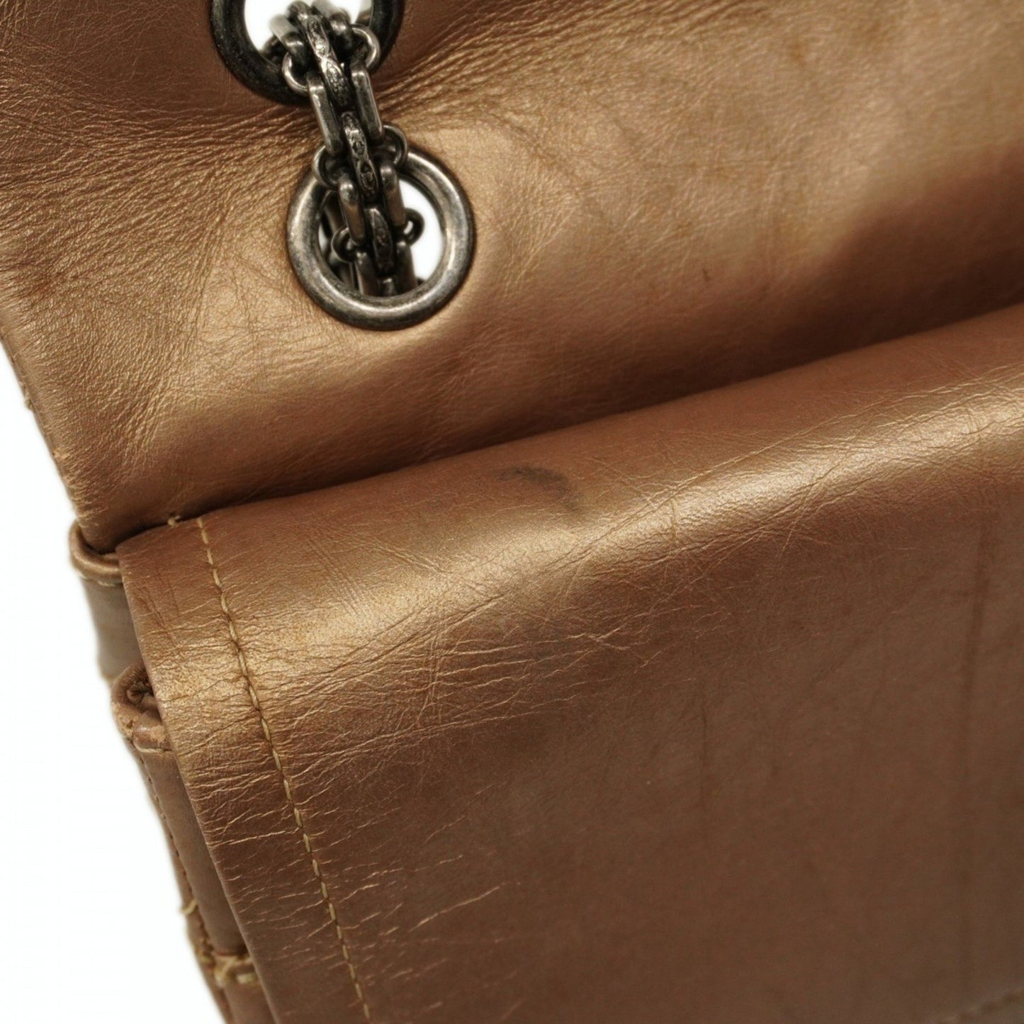 Chanel Shoulder Bag 2.55 Matelasse Double Flap Chain Lambskin Brown Gold