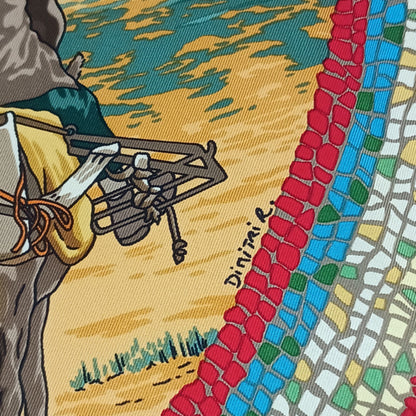 Hermes Scarf/Muffler Carr 90 Sous Le Cedre Multicolor Silk