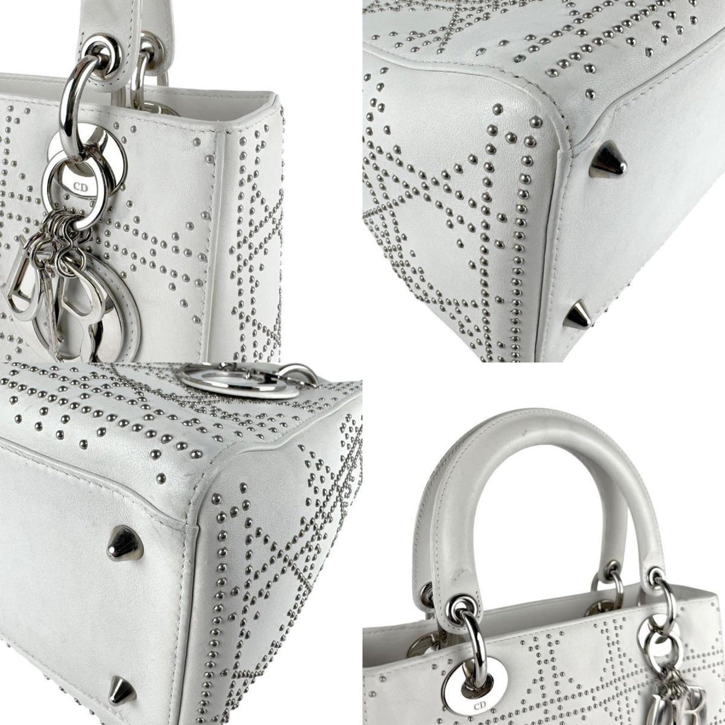 Christian Dior Lady Leather And Metal Shoulder Bag In White For Women