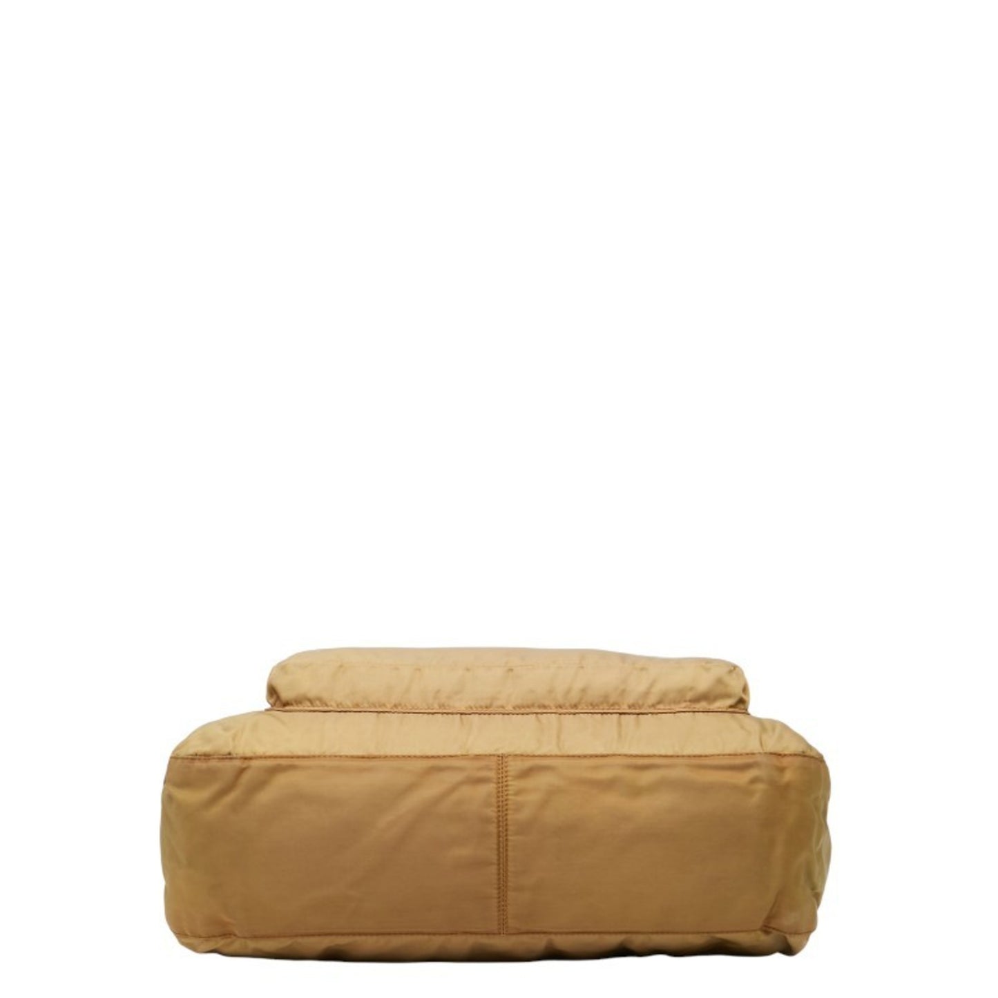 Prada Triangle Logo Plate Handbag Beige Brown Nylon Leather