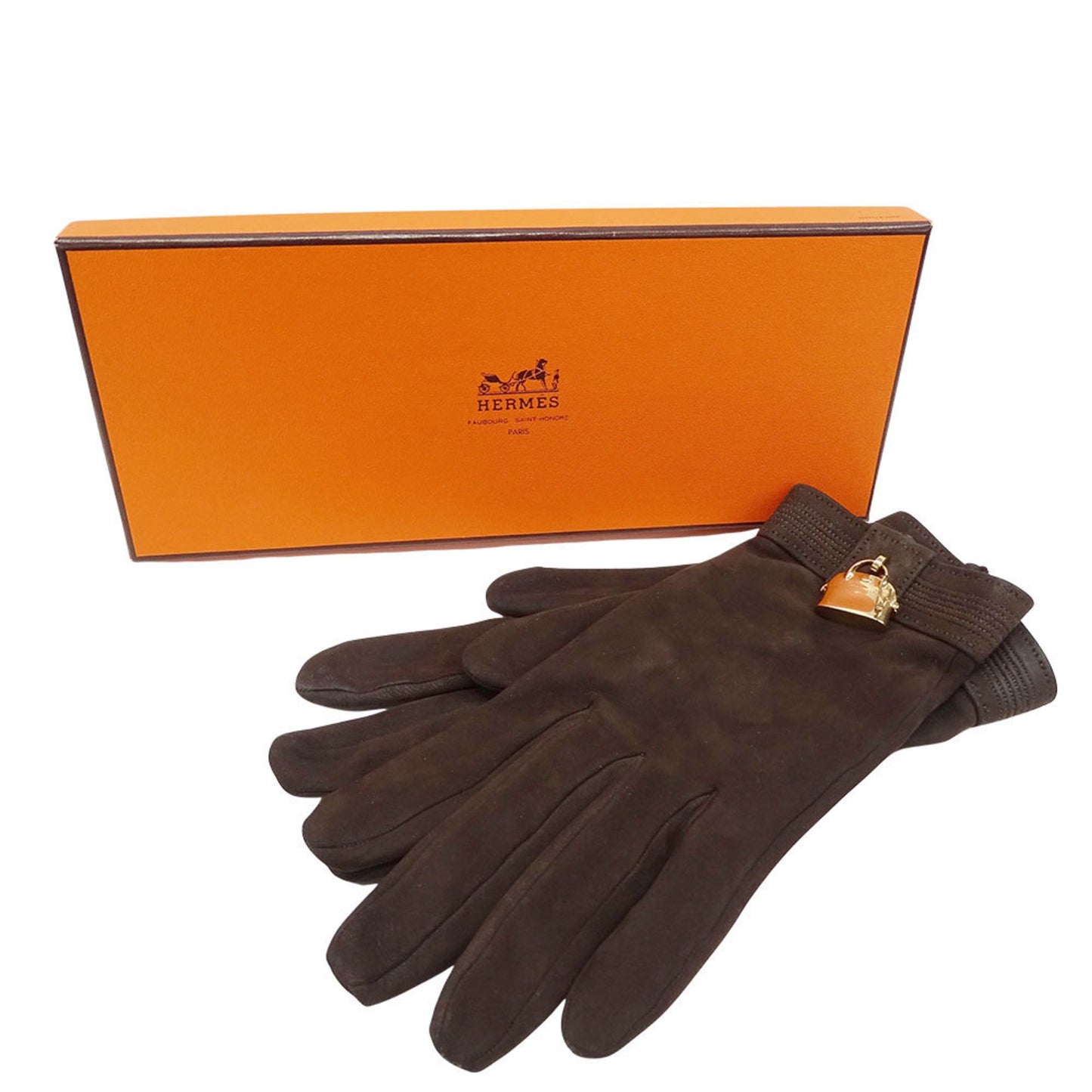 Hermes Herms Women'S Suede Gloves