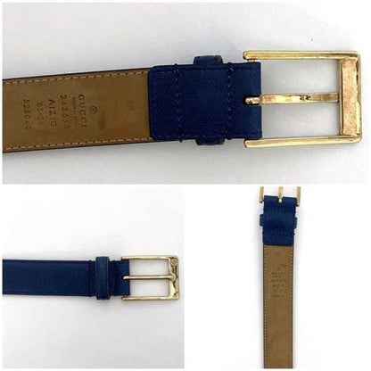Gucci Belt Navy Interlocking Diamante 525040 30Mm Waist Leather Gucci Gg Square Buckle