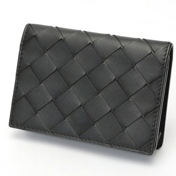 Bottega Veneta Intrecciato Card Case 814657 Leather Black S-159257