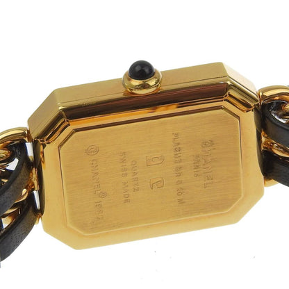 Chanel Chanel Premiere S Watch H0001 Gold-Plated X Leather Quartz Analog Display Black Dial