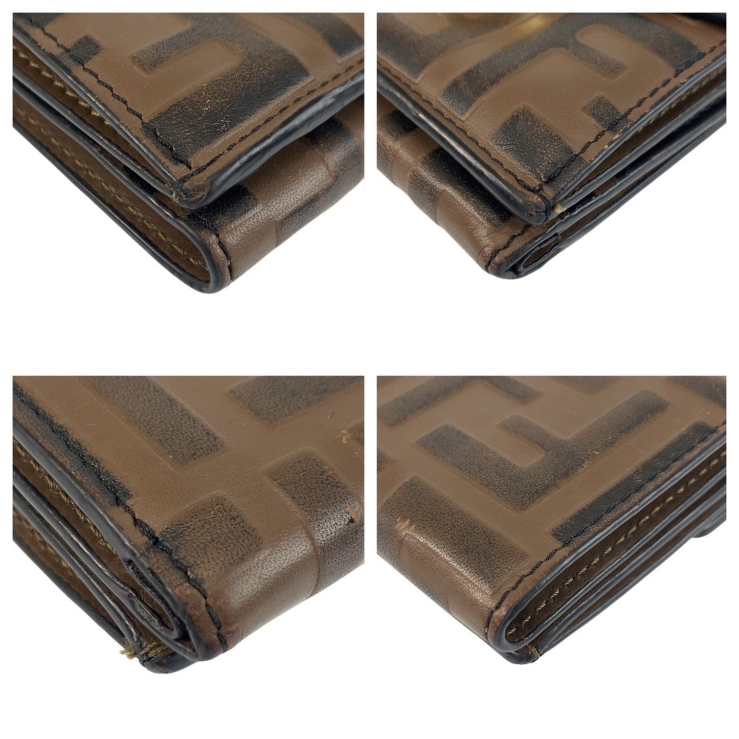 Fendi Zucca F Is Fendi Brown Leather Compact Folding Wallet