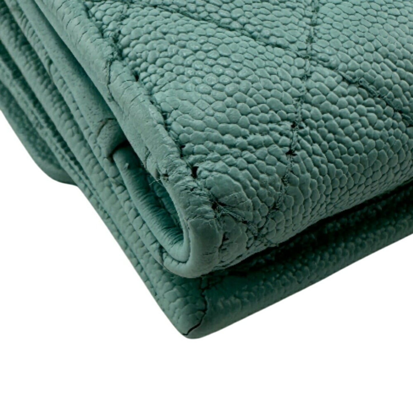 Chanel Boy Chanel Mint Tri-Fold Wallet Blue