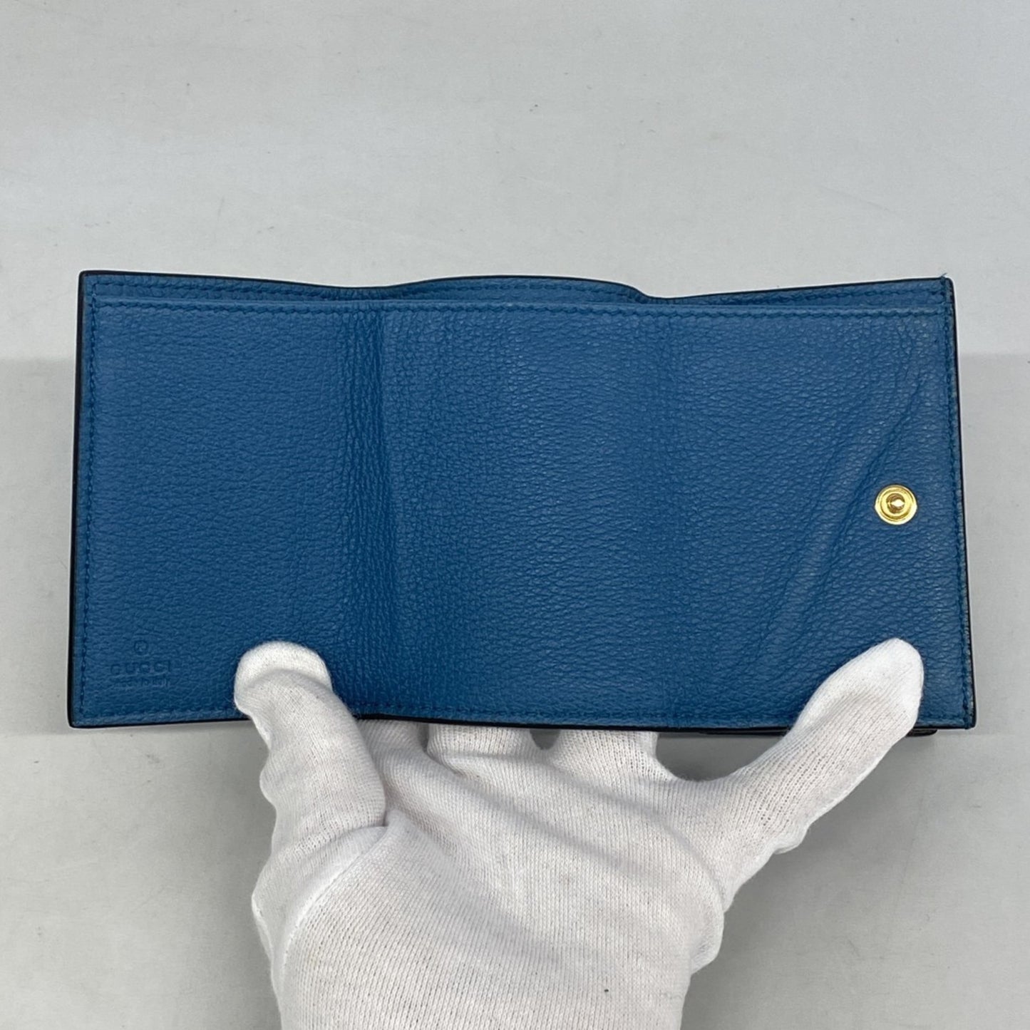 Gucci Tri-Fold Wallet Leather Black Blue