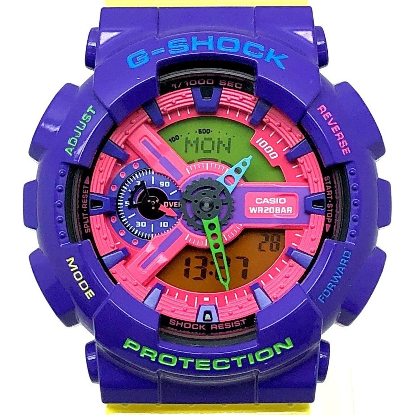 G-Shock Casio Watch Ga-110Hc-6A Hyper Colors Big Case Purple Yellow Pink Painted Ana-Digi Released