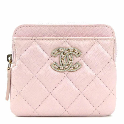 Chanel Wallet/Coin Case Chanel 19 Zip Caviar Skin Leather Light Pink