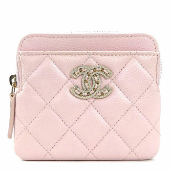 Chanel Wallet/Coin Case Chanel 19 Zip Caviar Skin Leather Light Pink