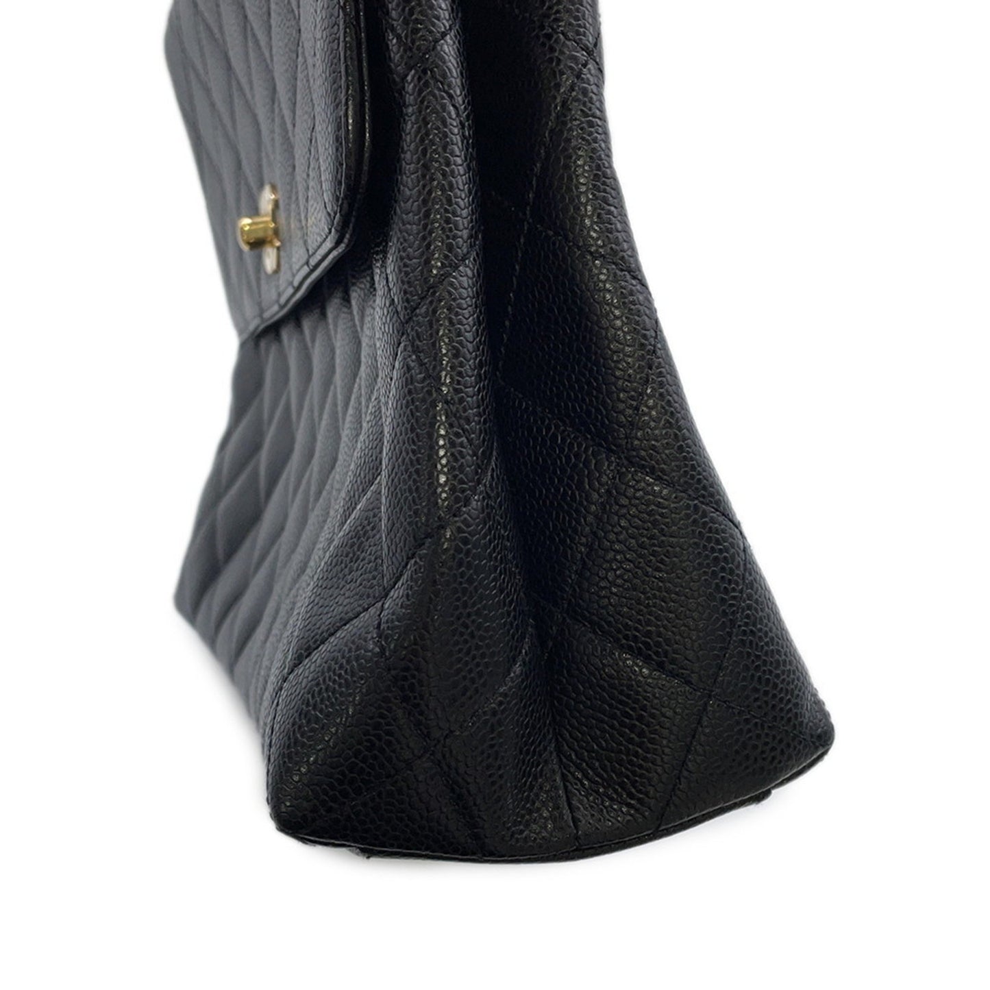 Chanel Matelasse Coco Mark Caviar Leather Handbag A12397 Handle Bag Black