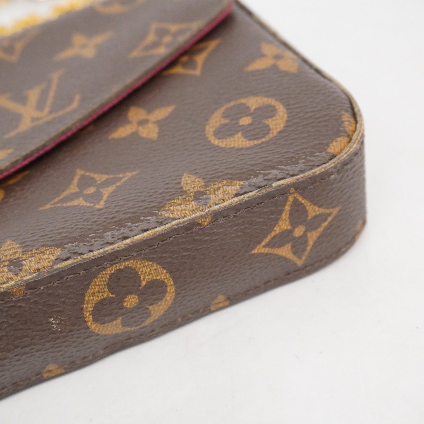Louis Vuitton Monogram Pochette Felicie Shoulder Wallet M81896 Brown Fuchsia