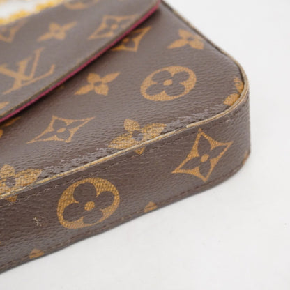 Louis Vuitton Monogram Pochette Felicie Shoulder Wallet M81896 Brown Fuchsia