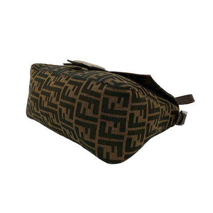 Fendi Mamma Bucket Ff Logo Print Leather Canvas Semi-Shoulder Bag/Handbag Brown 30404