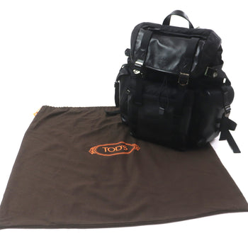 Tod'S Xbmtrkg0300Spfb999 Medium Fabric And Leather Backpack With Engraved Logo