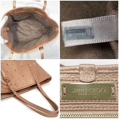 Jimmy Choo Tote Bag Sasha S Ec-22979 Pink Gold Leather Jimmy Choo Star Studs Mini Rhinestone