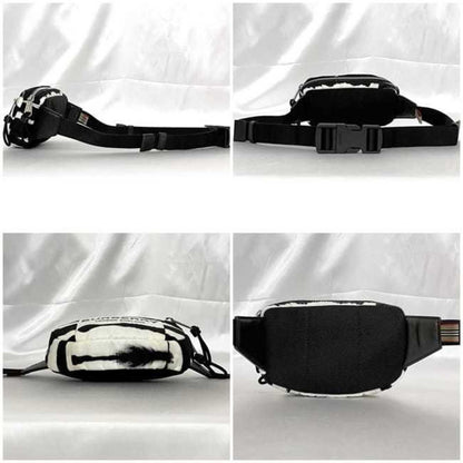 Burberry Body Bag Ec-22942 White Black 8028956 Nylon Leather Burberry Crossbody Belt Waist Pouch