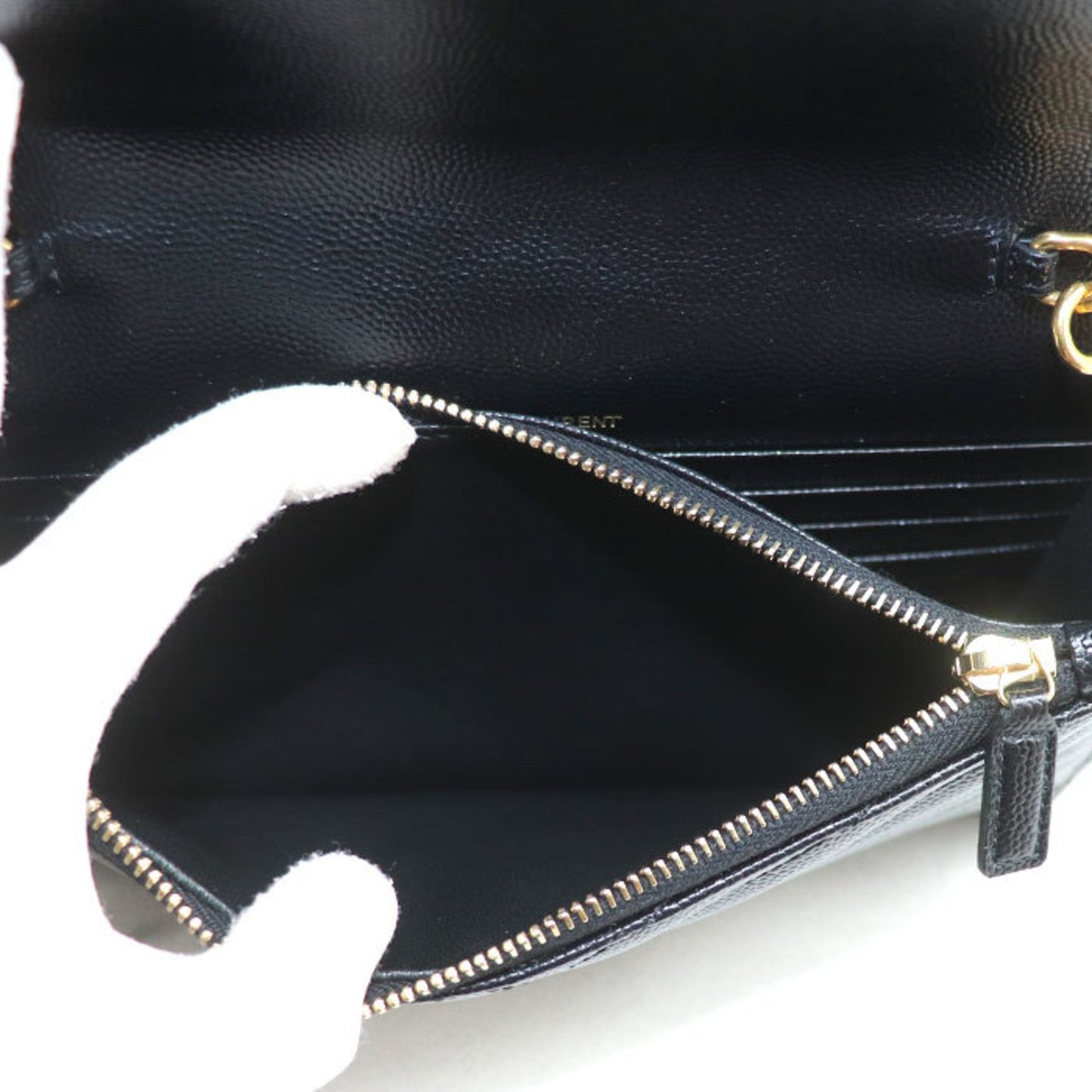 Saint Laurent Cassandra Chain Wallet Shoulder Bag Black 393953