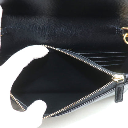 Saint Laurent Cassandra Chain Wallet Shoulder Bag Black 393953
