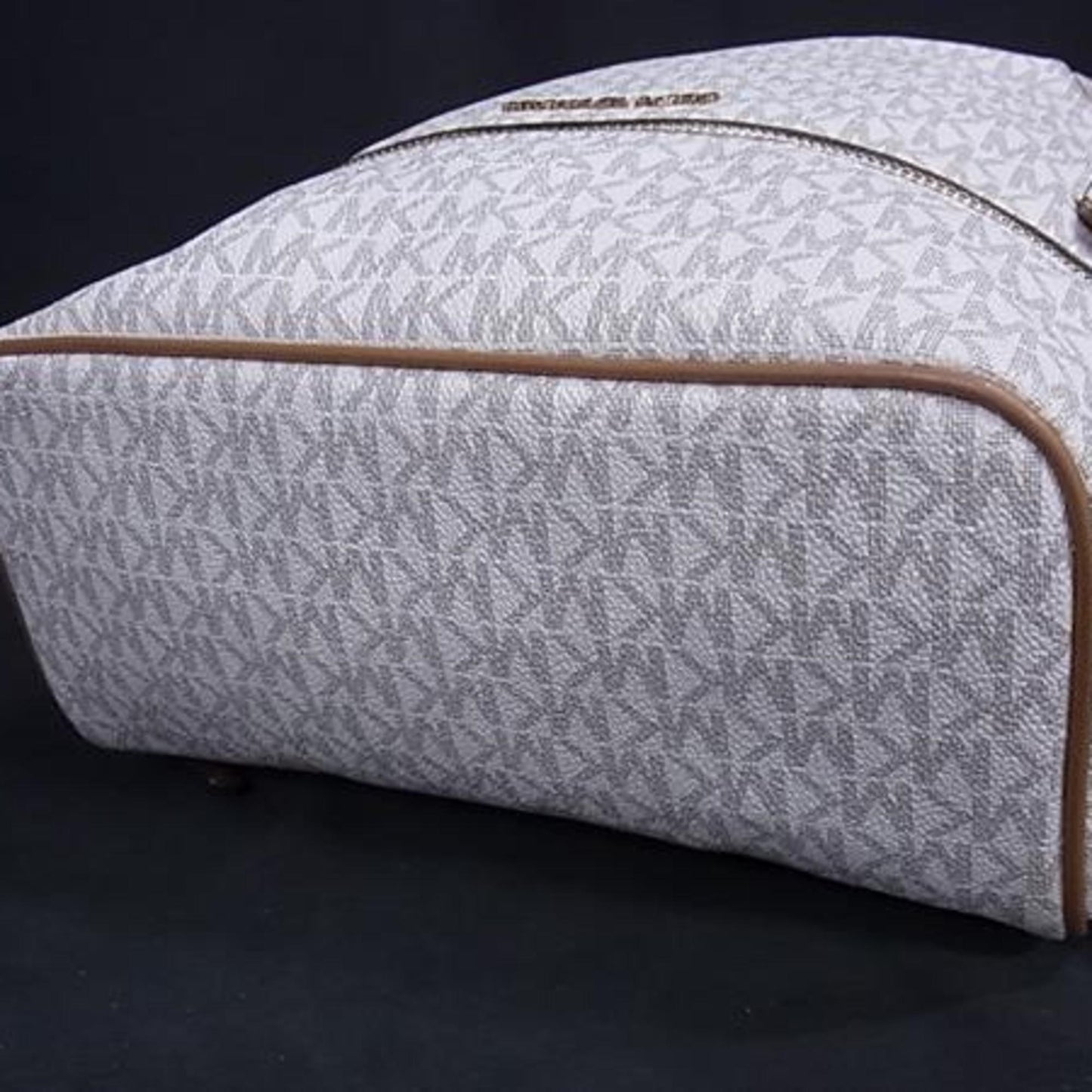 Michael Kors Mk Pattern Ivory Leather Backpack