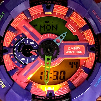 G-Shock Casio Watch Ga-110Hc-6A Hyper Colors Big Case Purple Yellow Pink Painted Ana-Digi Released